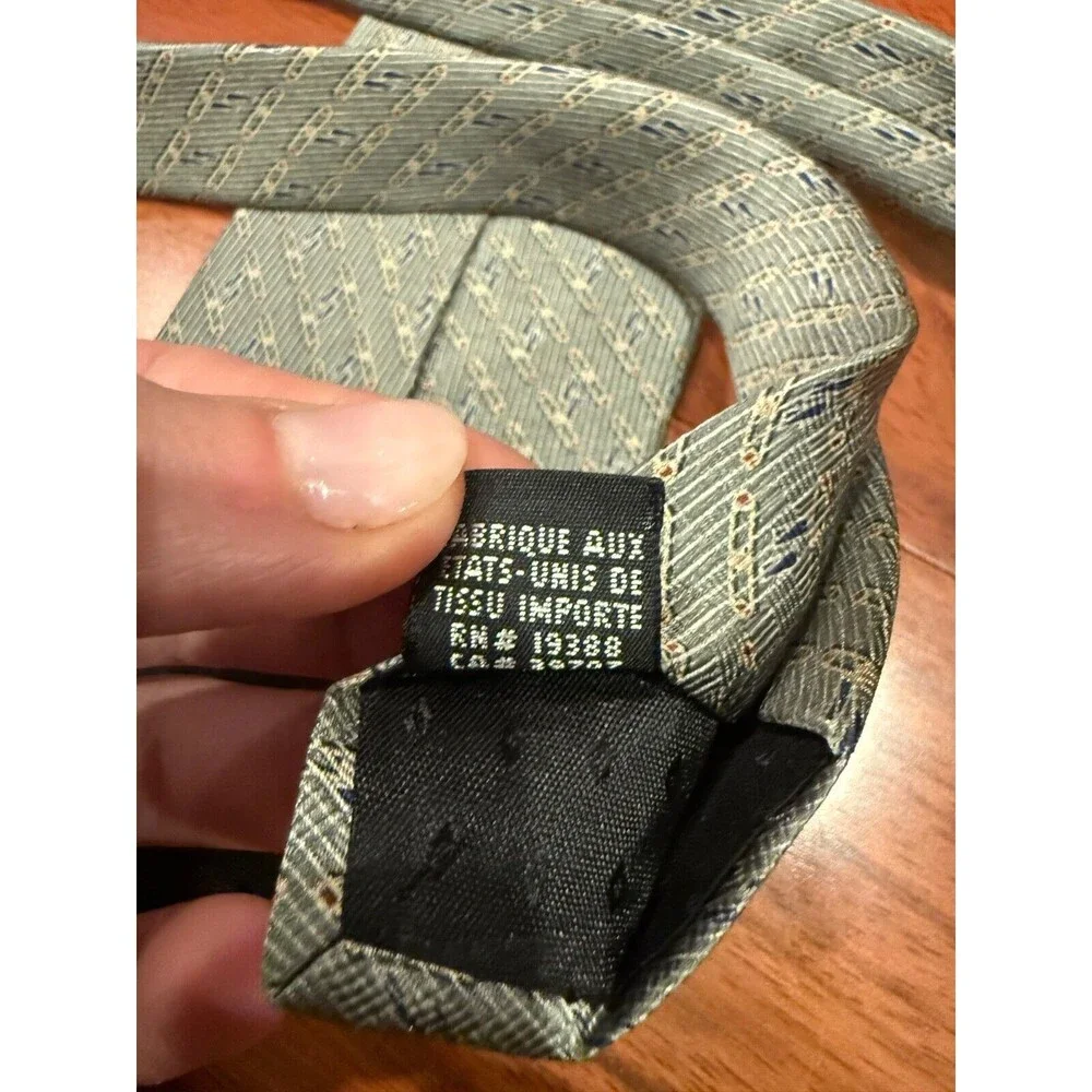 Bill Blass Tie Black Label‎ Abstract Silk Vintage Green Art Deco Design 58